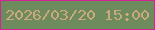 文字の大きさ：2、枠の色：d32495、背景の色：6e8b5d、文字の色：cba97c 無料ブログパーツのブログ時計