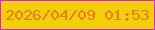 文字の大きさ：5、枠の色：d324e1、背景の色：f1d00b、文字の色：ef7a1d 無料ブログパーツのブログ時計