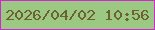 文字の大きさ：2、枠の色：d326d3、背景の色：9bc983、文字の色：6f6033 無料ブログパーツのブログ時計