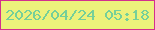 文字の大きさ：1、枠の色：d32e8e、背景の色：ecf17b、文字の色：75cf99 無料ブログパーツのブログ時計