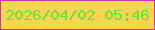 文字の大きさ：4、枠の色：d333b1、背景の色：f7d752、文字の色：72de38 無料ブログパーツのブログ時計