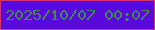 文字の大きさ：5、枠の色：d3366f、背景の色：5a09dd、文字の色：3f8c4d 無料ブログパーツのブログ時計
