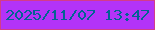 文字の大きさ：2、枠の色：d33c8a、背景の色：b333f8、文字の色：026393 無料ブログパーツのブログ時計