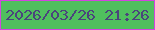 文字の大きさ：3、枠の色：d344df、背景の色：50bf5e、文字の色：4a447c 無料ブログパーツのブログ時計