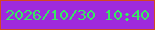 文字の大きさ：5、枠の色：d34823、背景の色：9f2add、文字の色：38e962 無料ブログパーツのブログ時計