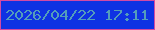 文字の大きさ：4、枠の色：d34aa4、背景の色：0f32e3、文字の色：549dbb 無料ブログパーツのブログ時計