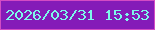 文字の大きさ：4、枠の色：d34bc4、背景の色：841bb8、文字の色：7df9ea 無料ブログパーツのブログ時計