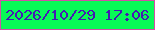 文字の大きさ：1、枠の色：d34ea6、背景の色：08fa56、文字の色：4519b3 無料ブログパーツのブログ時計
