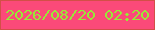 文字の大きさ：1、枠の色：d34f47、背景の色：fb4a79、文字の色：97e837 無料ブログパーツのブログ時計