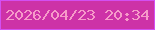 文字の大きさ：2、枠の色：d34ff2、背景の色：cd32a7、文字の色：f69ac9 無料ブログパーツのブログ時計
