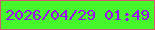 文字の大きさ：2、枠の色：d35871、背景の色：46f82b、文字の色：9d08fa 無料ブログパーツのブログ時計