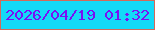 文字の大きさ：3、枠の色：d36959、背景の色：13d9f7、文字の色：7a10f3 無料ブログパーツのブログ時計