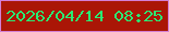 文字の大きさ：1、枠の色：d37fd5、背景の色：aa1606、文字の色：2aeb73 無料ブログパーツのブログ時計