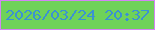 文字の大きさ：4、枠の色：d384f5、背景の色：6fd259、文字の色：3b92d2 無料ブログパーツのブログ時計