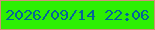文字の大きさ：4、枠の色：d38f79、背景の色：2def03、文字の色：046499 無料ブログパーツのブログ時計