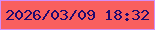 文字の大きさ：3、枠の色：d38ff8、背景の色：f95f5f、文字の色：1f096f 無料ブログパーツのブログ時計