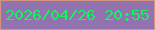 文字の大きさ：5、枠の色：d3947f、背景の色：9273b0、文字の色：13f65b 無料ブログパーツのブログ時計