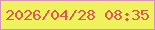 文字の大きさ：1、枠の色：d395b4、背景の色：eef35d、文字の色：db5758 無料ブログパーツのブログ時計