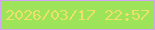文字の大きさ：3、枠の色：d3a4f5、背景の色：9de45b、文字の色：eee16a 無料ブログパーツのブログ時計