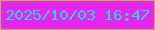 文字の大きさ：5、枠の色：d3a759、背景の色：e527ec、文字の色：27d3fd 無料ブログパーツのブログ時計