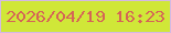 文字の大きさ：4、枠の色：d3b9e3、背景の色：d0e738、文字の色：d56556 無料ブログパーツのブログ時計