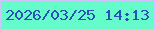 文字の大きさ：4、枠の色：d3c4fc、背景の色：65fbcb、文字の色：2d4fba 無料ブログパーツのブログ時計