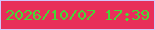 文字の大きさ：4、枠の色：d3c5fb、背景の色：e82e5a、文字の色：46d836 無料ブログパーツのブログ時計