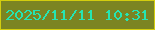 文字の大きさ：5、枠の色：d3cd0e、背景の色：7b8422、文字の色：25e5b3 無料ブログパーツのブログ時計