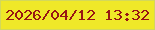 文字の大きさ：2、枠の色：d3d85b、背景の色：efe828、文字の色：971614 無料ブログパーツのブログ時計