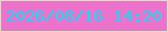 文字の大きさ：1、枠の色：d3e6b4、背景の色：ed72cc、文字の色：07dff4 無料ブログパーツのブログ時計