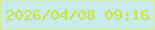 文字の大きさ：4、枠の色：d3ec8f、背景の色：caebee、文字の色：c9e623 無料ブログパーツのブログ時計