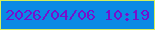 文字の大きさ：1、枠の色：d3f05c、背景の色：0a8ae5、文字の色：7710cc 無料ブログパーツのブログ時計