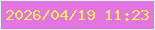 文字の大きさ：5、枠の色：d3f7fd、背景の色：e474e2、文字の色：f1ed57 無料ブログパーツのブログ時計