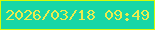 文字の大きさ：4、枠の色：d3fb08、背景の色：16d7a6、文字の色：eaec4e 無料ブログパーツのブログ時計