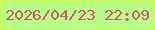 文字の大きさ：1、枠の色：d3fb32、背景の色：b8ff89、文字の色：c95c66 無料ブログパーツのブログ時計
