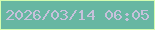 文字の大きさ：5、枠の色：d3fdb0、背景の色：67b7a2、文字の色：c6c1db 無料ブログパーツのブログ時計