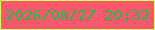 文字の大きさ：2、枠の色：d3ff61、背景の色：f85a6b、文字の色：21bb4c 無料ブログパーツのブログ時計