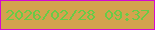 文字の大きさ：1、枠の色：d40ad1、背景の色：d3a34e、文字の色：68cb47 無料ブログパーツのブログ時計