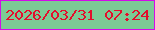 文字の大きさ：5、枠の色：d40be9、背景の色：7cca95、文字の色：e40e2c 無料ブログパーツのブログ時計