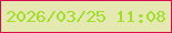 文字の大きさ：1、枠の色：d40d4e、背景の色：e6e8b2、文字の色：9fdf2a 無料ブログパーツのブログ時計