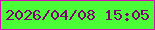 文字の大きさ：1、枠の色：d40eb4、背景の色：4bfd36、文字の色：7e0074 無料ブログパーツのブログ時計