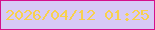 文字の大きさ：5、枠の色：d4108c、背景の色：d7caf5、文字の色：f8d14d 無料ブログパーツのブログ時計