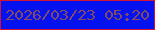 文字の大きさ：5、枠の色：d41234、背景の色：0312ee、文字の色：824a64 無料ブログパーツのブログ時計