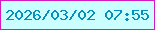 文字の大きさ：2、枠の色：d418c4、背景の色：cbfefe、文字の色：0390be 無料ブログパーツのブログ時計