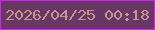 文字の大きさ：3、枠の色：d41ff5、背景の色：693766、文字の色：c59889 無料ブログパーツのブログ時計
