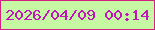 文字の大きさ：4、枠の色：d42081、背景の色：c6f8a4、文字の色：bf17b9 無料ブログパーツのブログ時計
