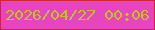 文字の大きさ：1、枠の色：d4242f、背景の色：e745be、文字の色：c2c222 無料ブログパーツのブログ時計
