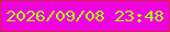 文字の大きさ：3、枠の色：d42440、背景の色：ee03de、文字の色：b2ff08 無料ブログパーツのブログ時計