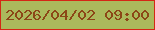 文字の大きさ：3、枠の色：d42715、背景の色：abb95c、文字の色：8c4617 無料ブログパーツのブログ時計