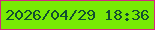 文字の大きさ：3、枠の色：d42881、背景の色：78ea05、文字の色：114f30 無料ブログパーツのブログ時計